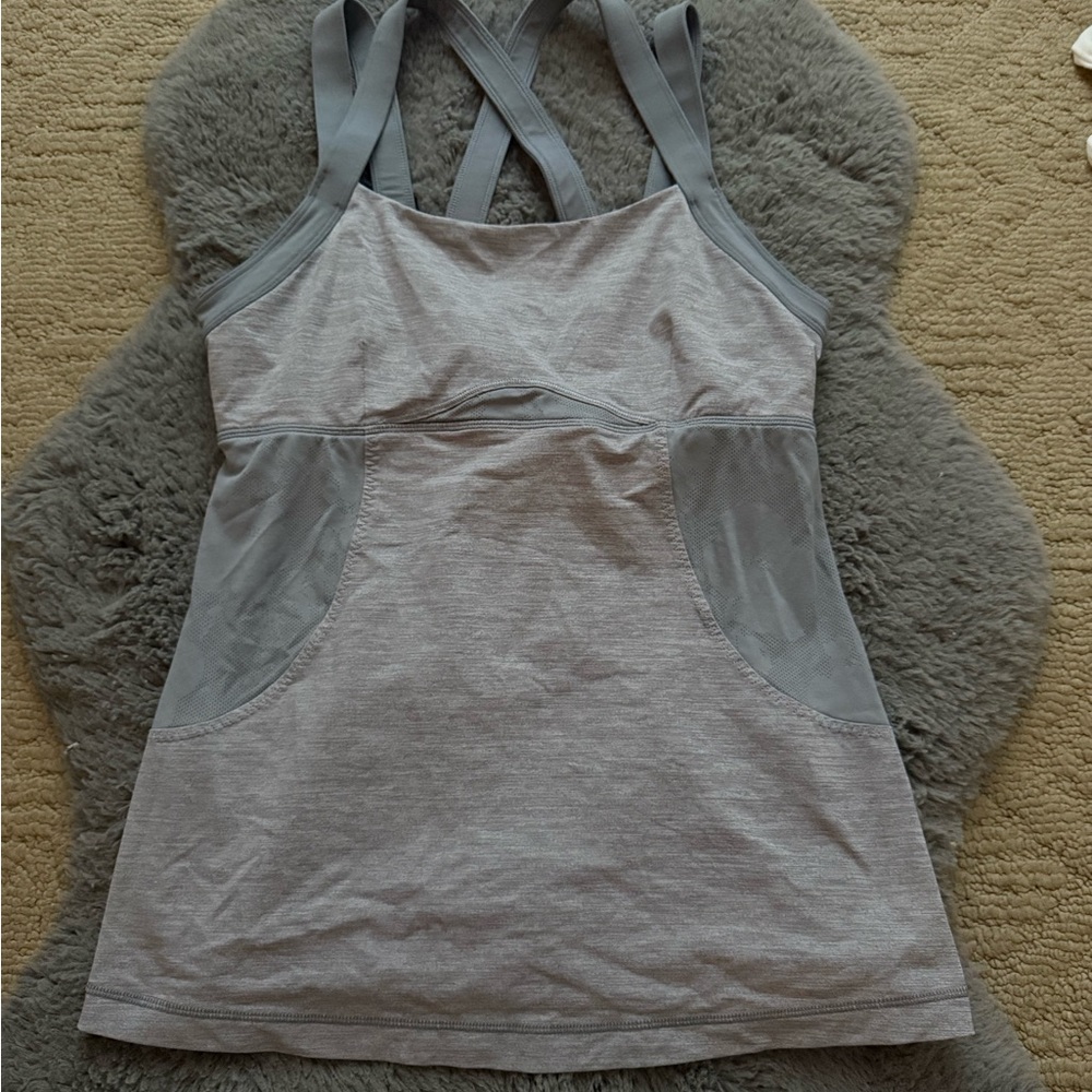Lululemon Light Gray Athletic Tank with Crossback Straps Size 12